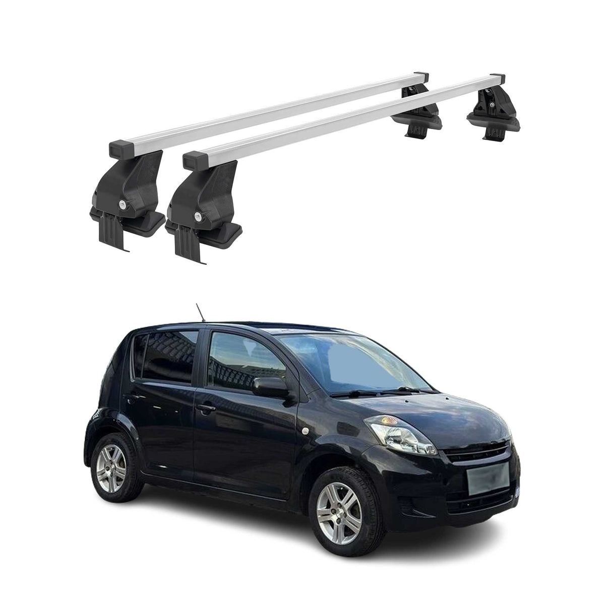 Menabo Dachträger Querträger für Daihatsu Sirion 2004-2015 Stahl Grau 2tlg