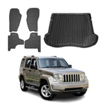 Fußmatten & Kofferraumwanne Set für Jeep Cherokee 2007-2013 Gummi Schwarz 5x