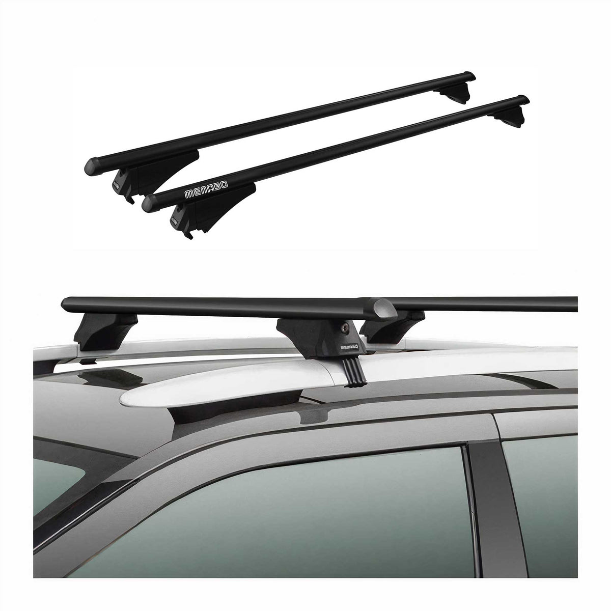 Menabo Dachträger Grundtäger für Porsche Cayenne 2010-2018 75kg Alu Schwarz 2x