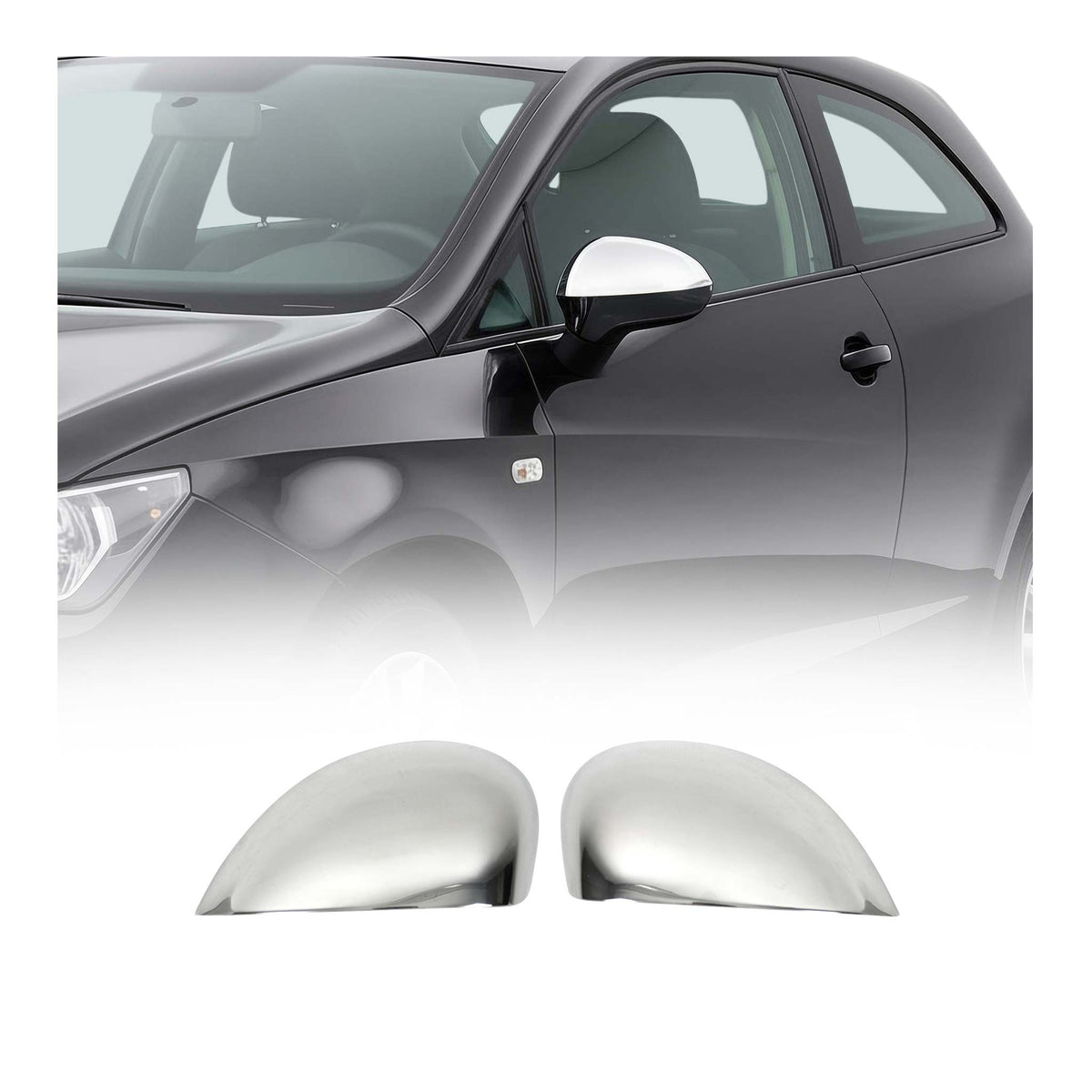 Spiegelkappen Spiegelabdeckung für Seat Leon 2009-2012 Edelstahl Chrom 2tlg