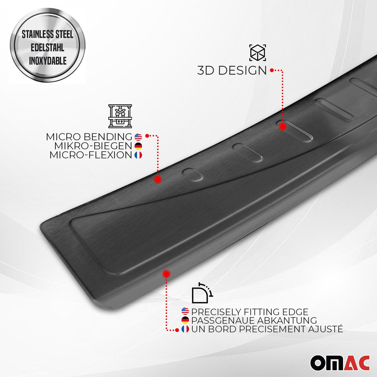 Ladekantenschutz für VW Caddy III 2015-2020 Facelift dark chrom gebürstet