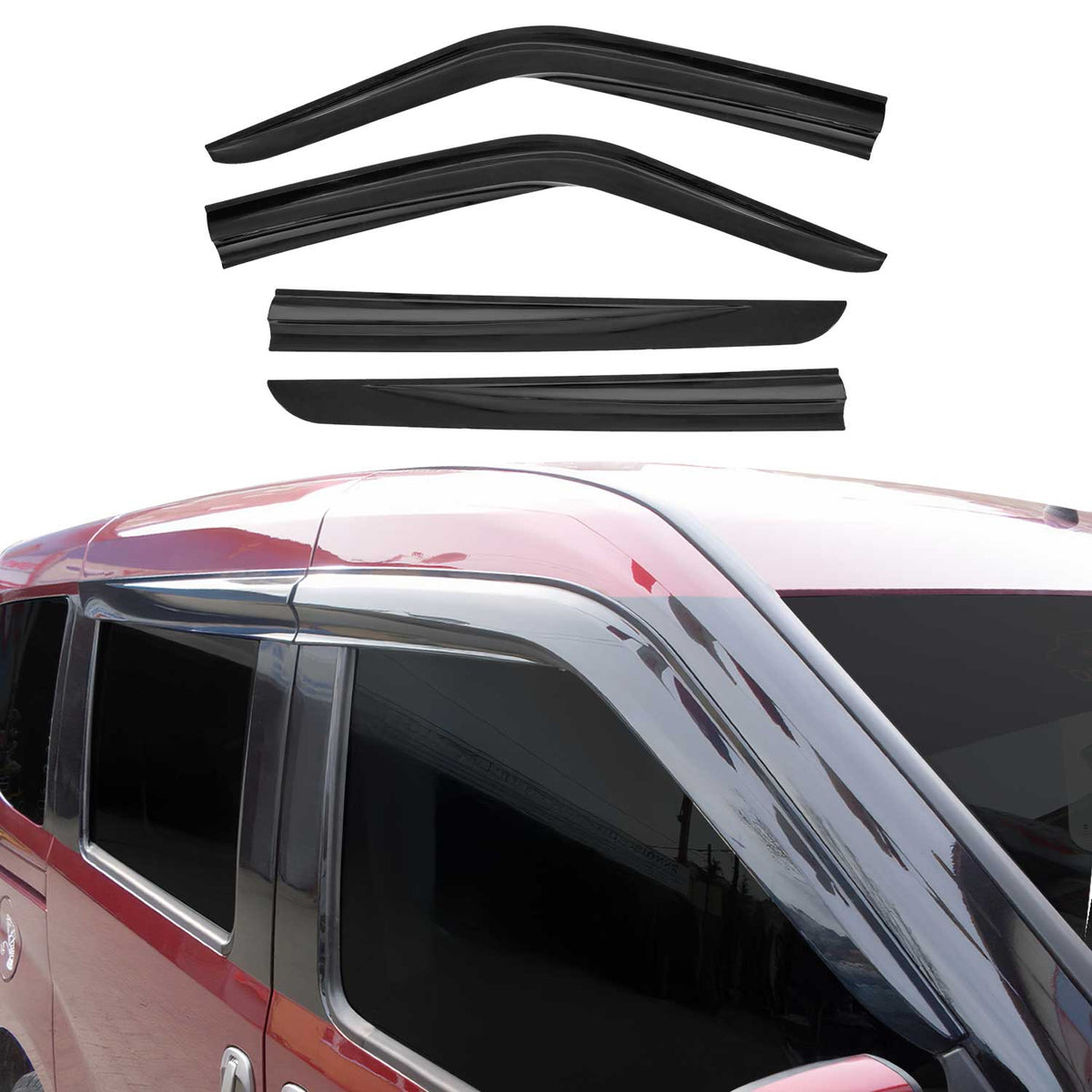 4x Windabweiser Regenabweiser für Fiat Doblo 2010-2024 Acryl Dunkel