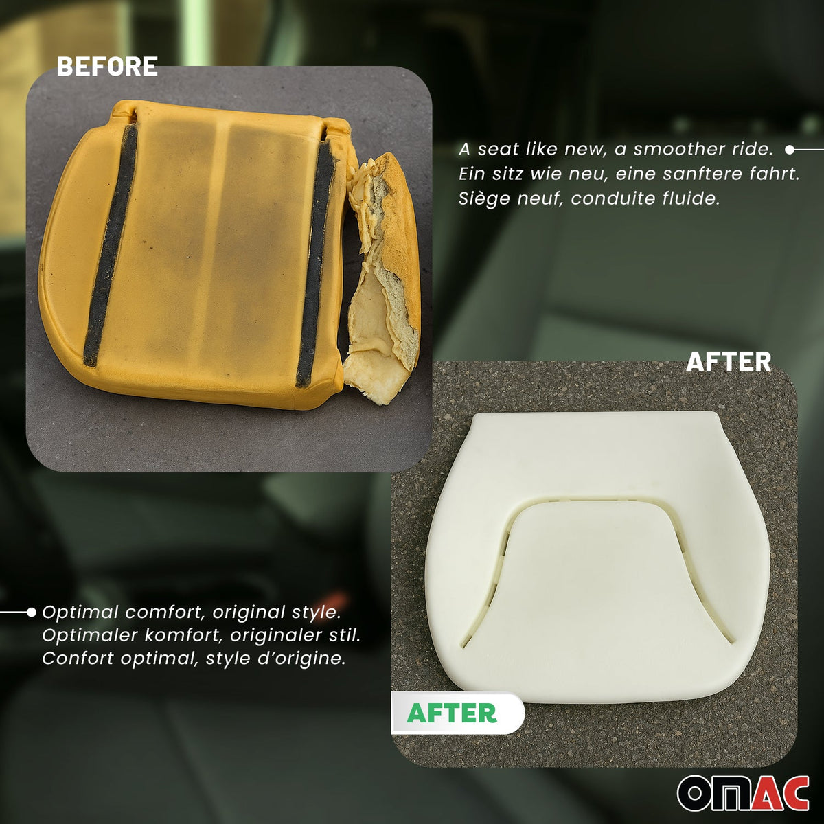 Sitzschaumstoff Komplett-Set für Opel Combo D 2012-2018 Ersatz Sitzpolster 2tlg