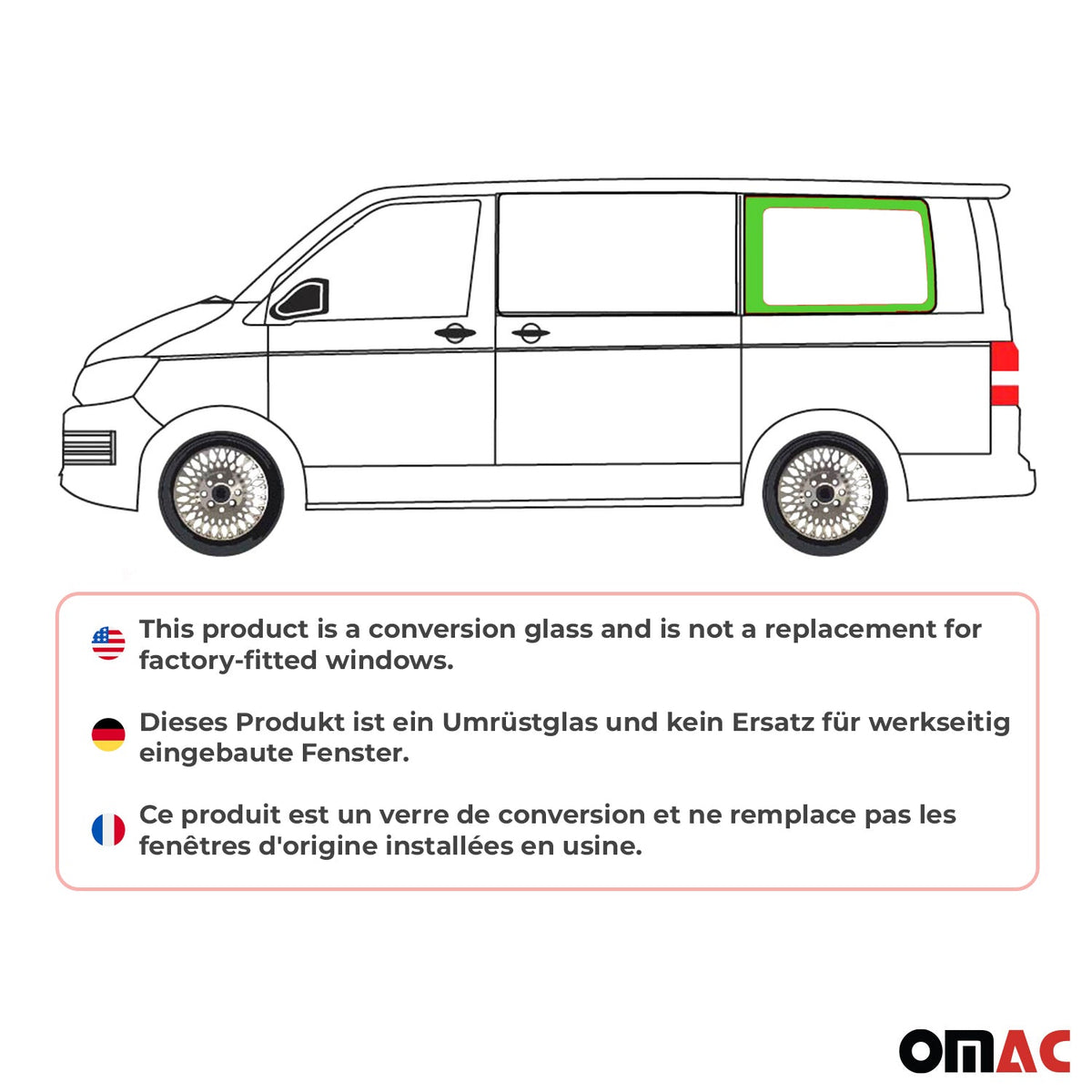 Seitenfenster Auto Seitenscheibe für VW T6 T6.1 2015-24 Links Schwarz L1 Kurzer