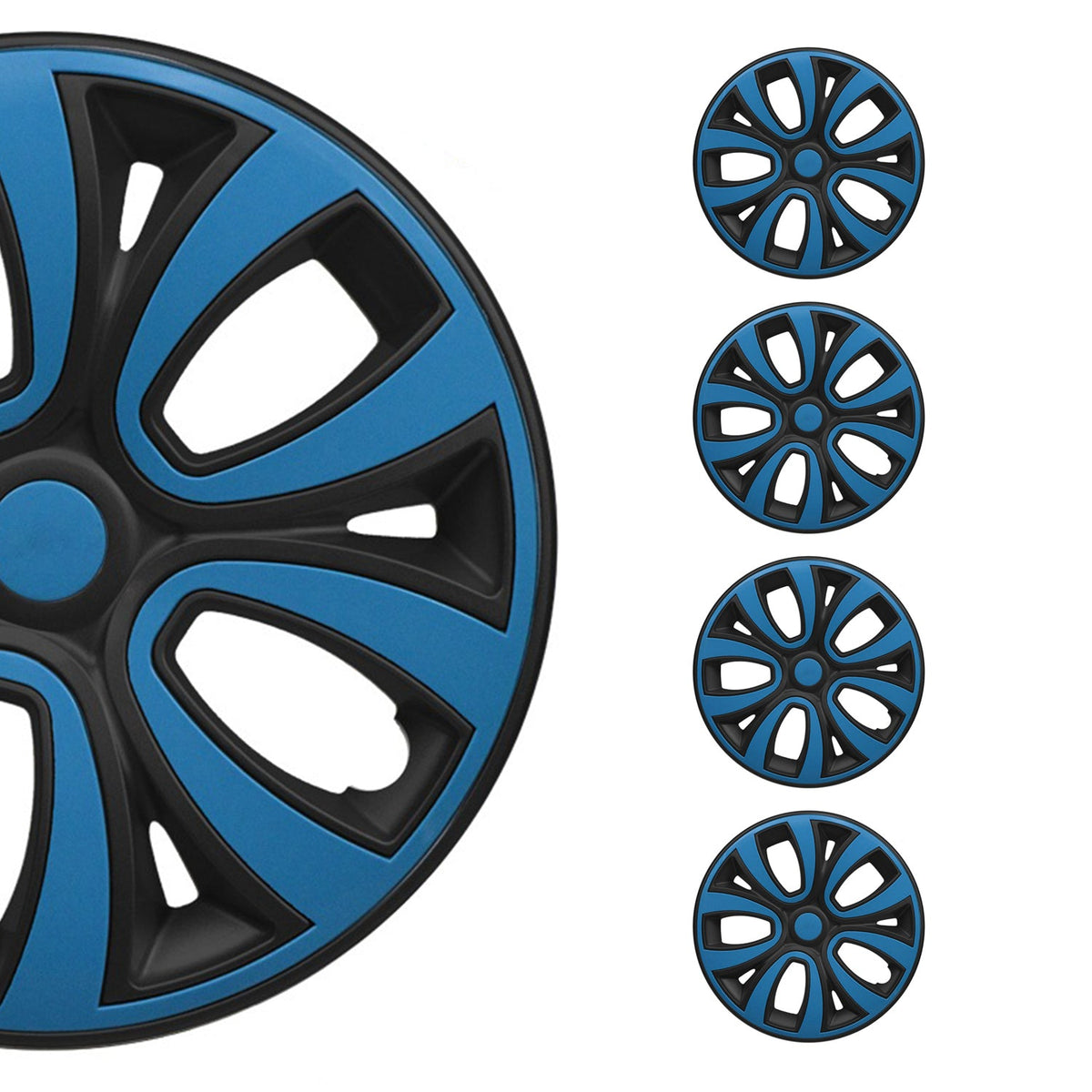 4x Radzierblenden Radblenden Radkappen für 14" Zoll Stahlfelgen Blau Schwarz