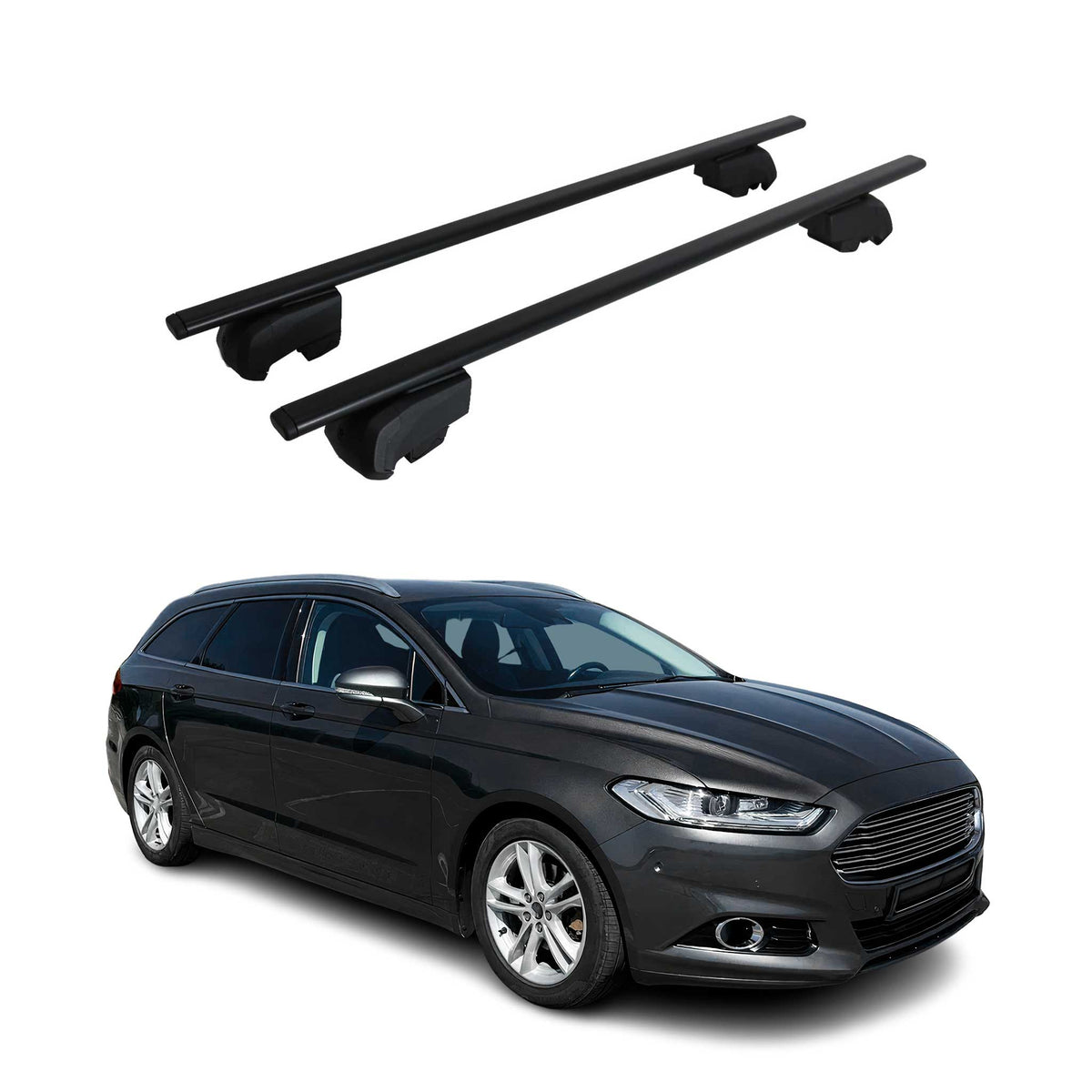 Dachträger Grundträger für Ford Mondeo Turnier 2014-2022 75kg Stahl Schwarz 2x