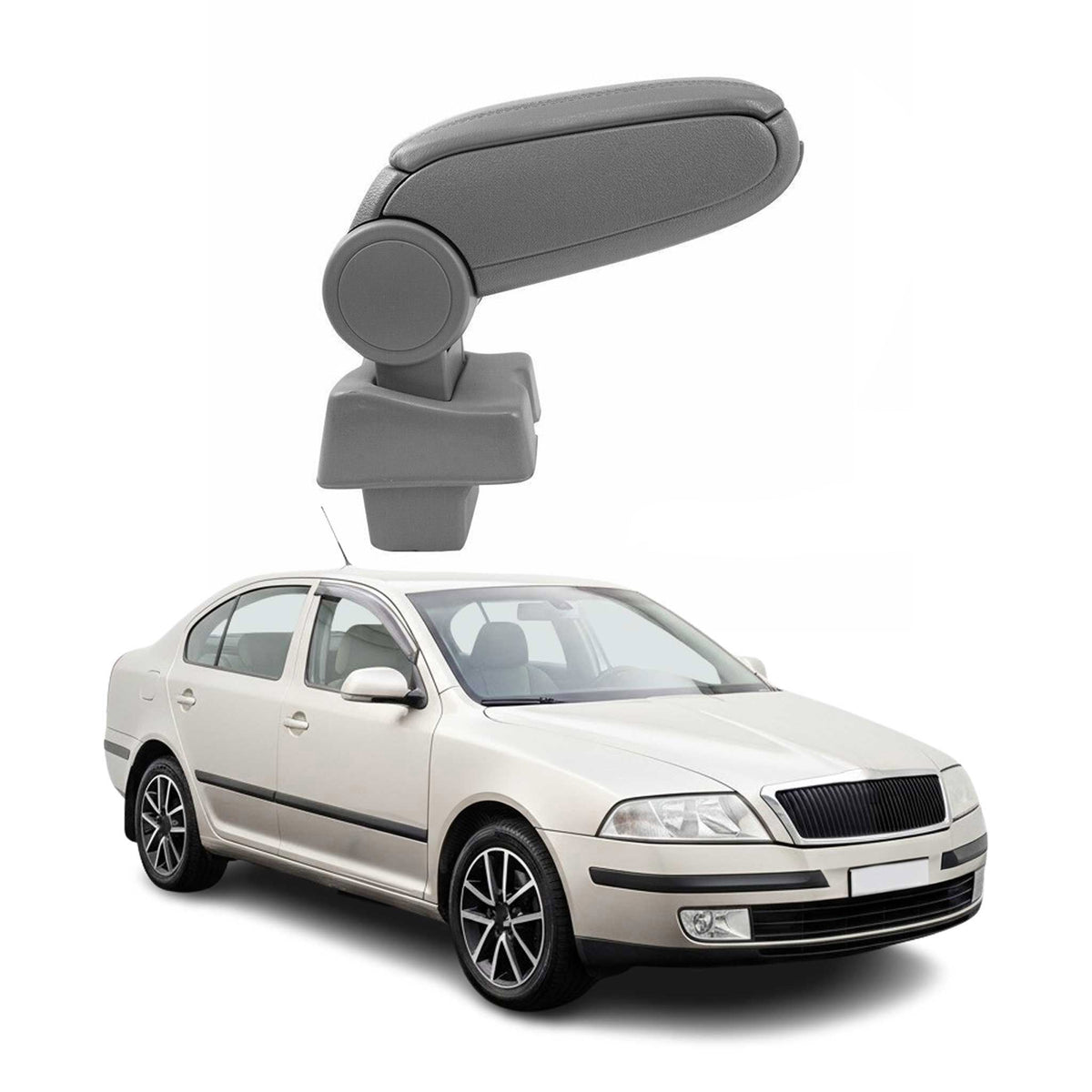 Mittelarmlehne Armlehne Mittelkonsole für Skoda Octavia 2004-2013 PU-Leder Grau