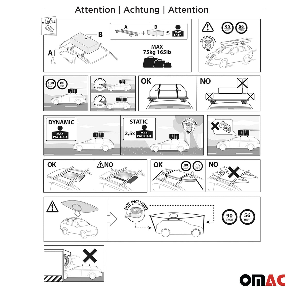 Menabo Dachträger für BMW 1er E87 E81 2004-2011 75kg Schwarz Alu 2x