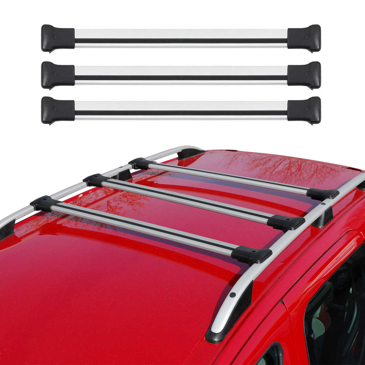 Dachträger für VW T5 T6 Transporter Multivan Caravelle 2003-2024 Alu Silber 3tlg