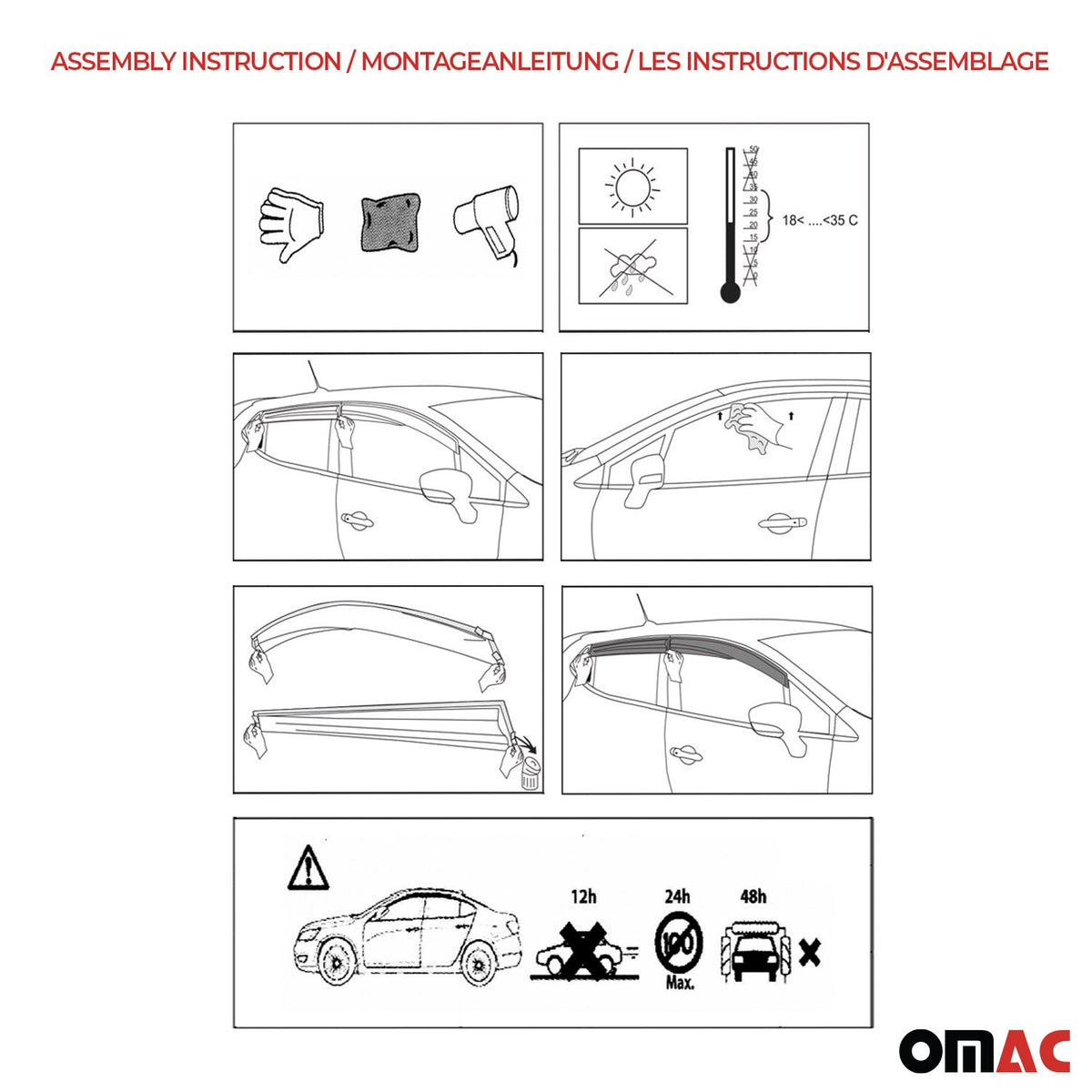 4x Windabweiser Regenabweiser für Isuzu D-Max 2019-2026 Acryl Dunkel