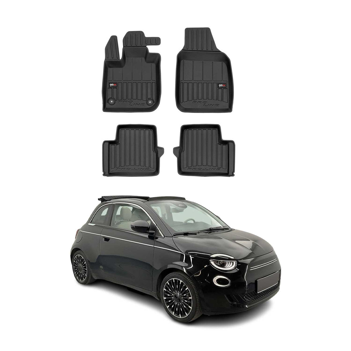 OMAC Gummi Fußmatten für Fiat 500E 2020-2026 Premium TPE 3D Automatten 4tlg