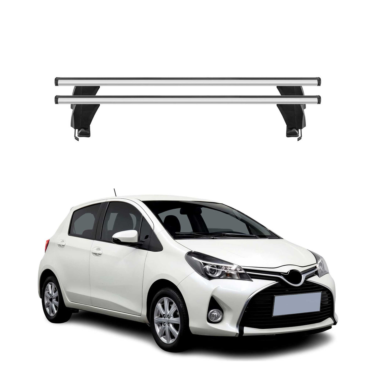 Menabo Dachträger Grundtäger für Toyota Yaris 2011-2019 50kg Alu Silber 2 tlg
