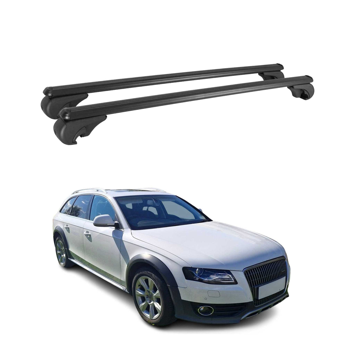 Dachträger Grundtäger für Audi A4 B8 Avant 2008-2015 75kg Alu Schwarz 2 tlg