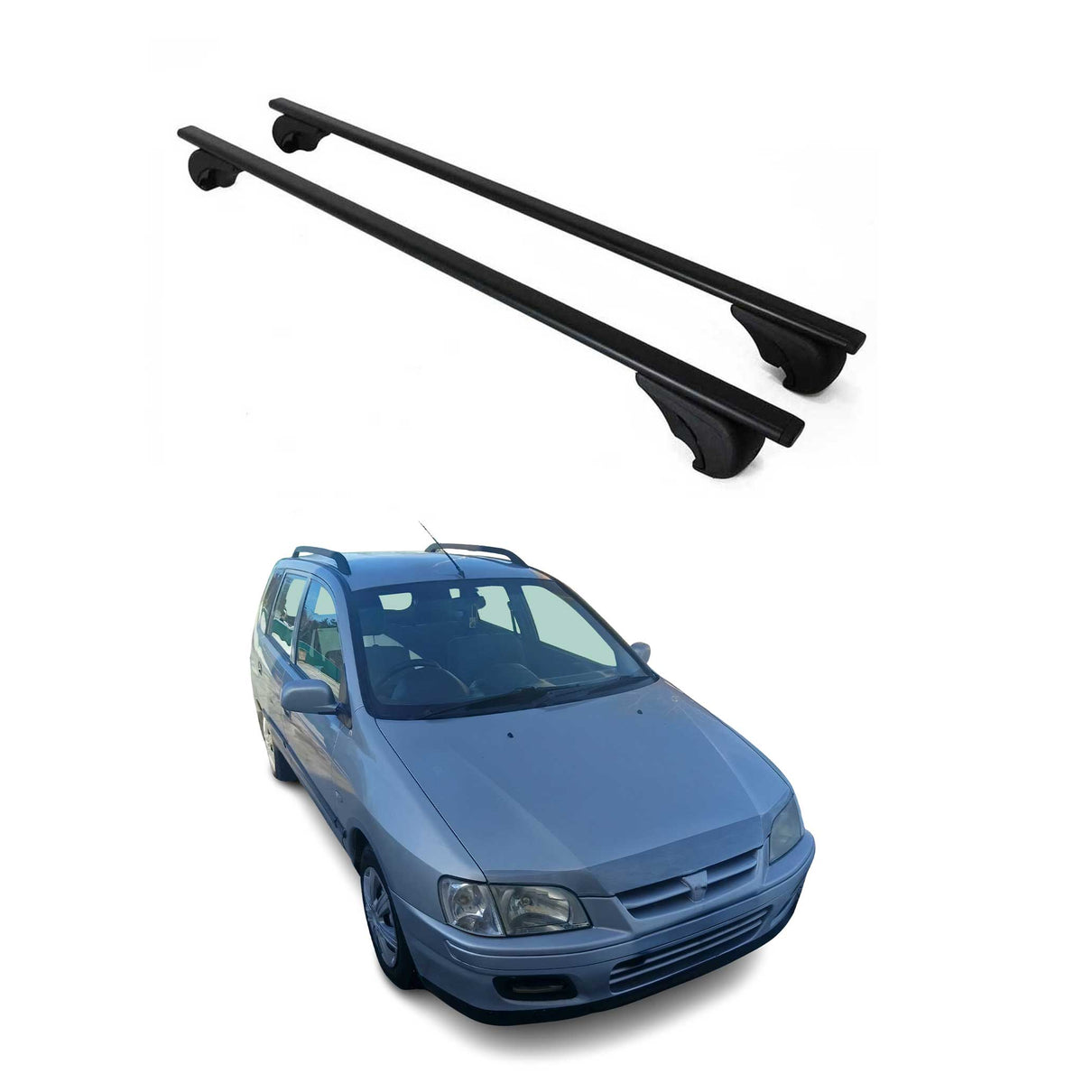 Dachträger Gepäckträger für Mitsubishi Space Star 1998-2005 Stahl Schwarz 2x