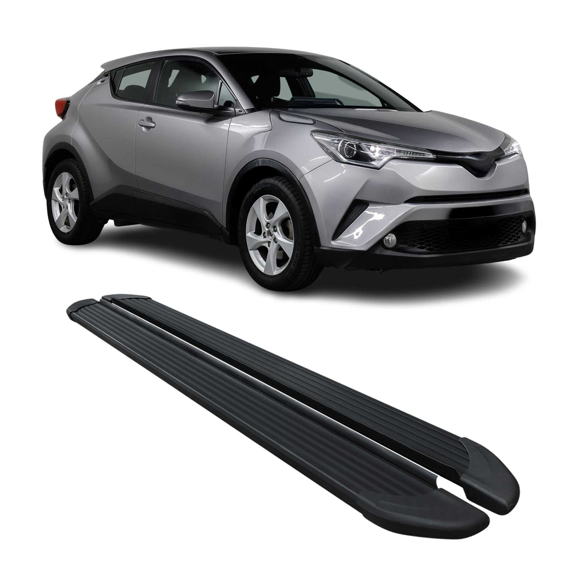 Trittbretter Seitenschweller für Toyota C-HR Hybrid 2016-2023 Alu Schwarz 2tlg