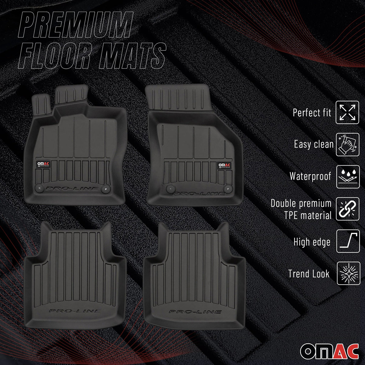 OMAC Gummi Fußmatten für Skoda Superb Kombi Stufenheck 2015-2024 Premium TPE 4x