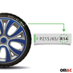 4x Radblenden Radkappen für 14" Zoll Stahlfelgen Silber Dunker Blau