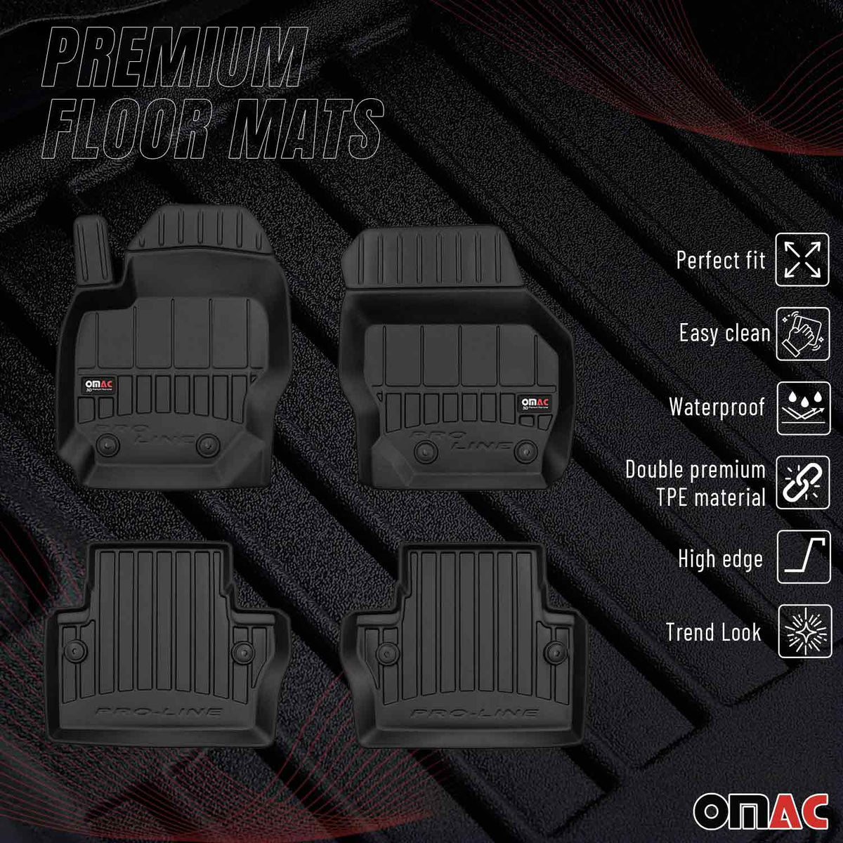 OMAC Gummi Fußmatten für Volvo V70 2007-2016 Premium TPE 3D Automatten 4tlg