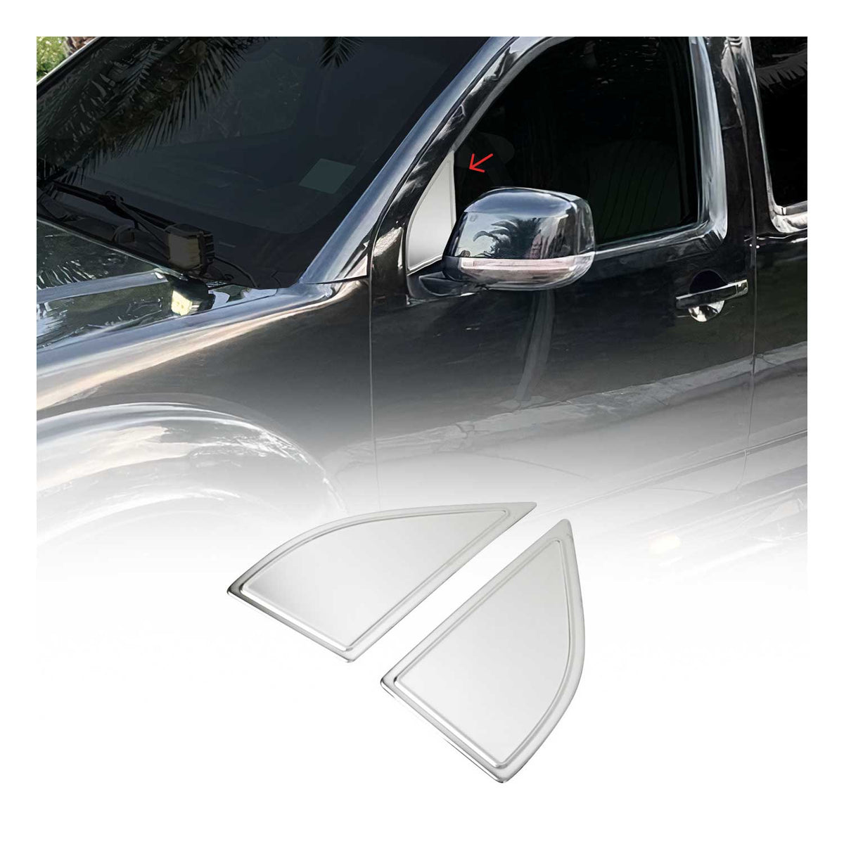 Fensterdreieck Fensterleisten für Suzuki Equator 2006-2015 Edelstahl Chrom 2tlg