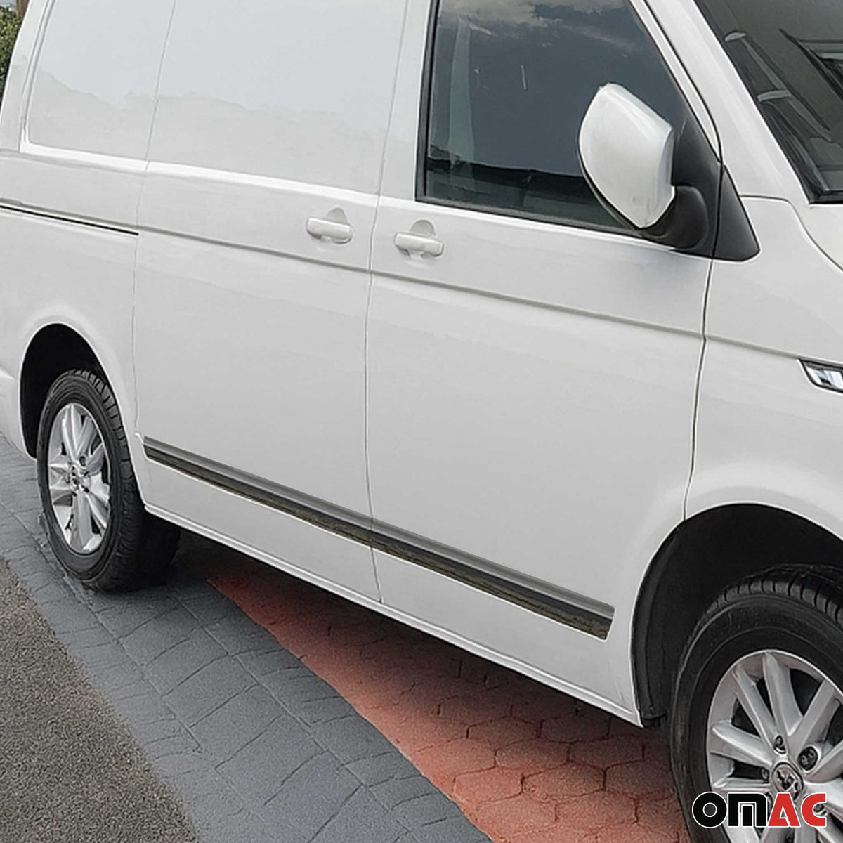 Seitentürleiste Türschutzleiste für VW T5 T6 Kurzer Radstand L1 Chrom Dunkel 5x