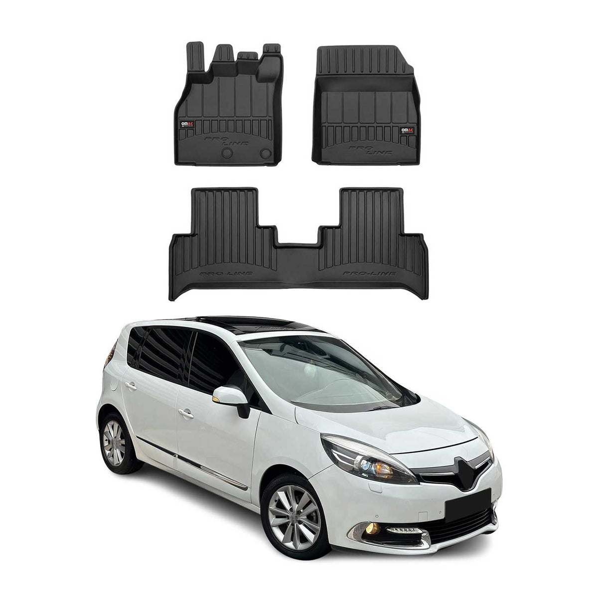 OMAC Gummi Fußmatten für Renault Grand Scenic JZ 2009-2016 Premium TPE 3x