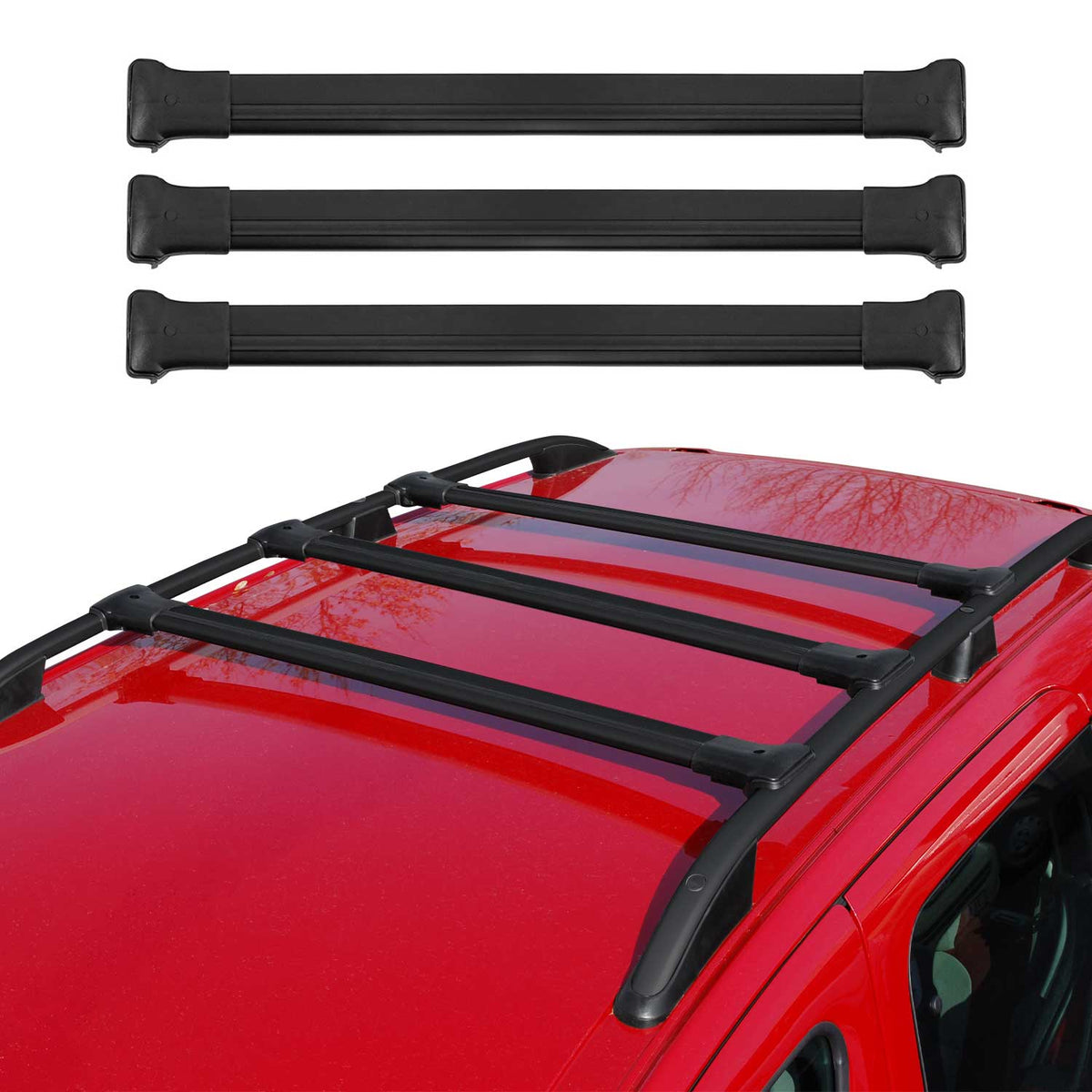 Dachträger Grundtäger für Ford Transit 2015-2026 75kg Aluminium Schwarz 3 tlg