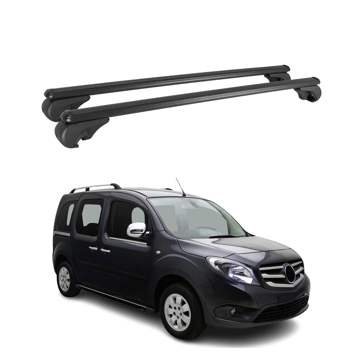 Dachträger Grundtäger für Mercedes Citan W415 2012-2021 75kg Alu Schwarz 2 tlg