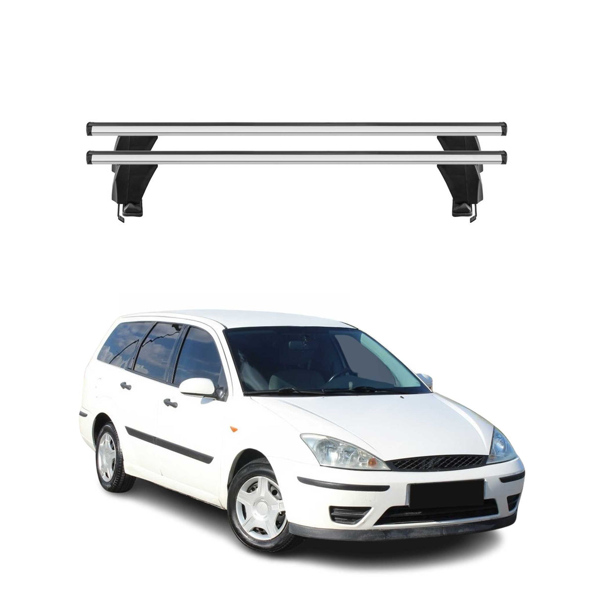 Menabo Dachträger Grundtäger für Ford Focus Turnier 1998-2005 50kg Alu Silber 2x
