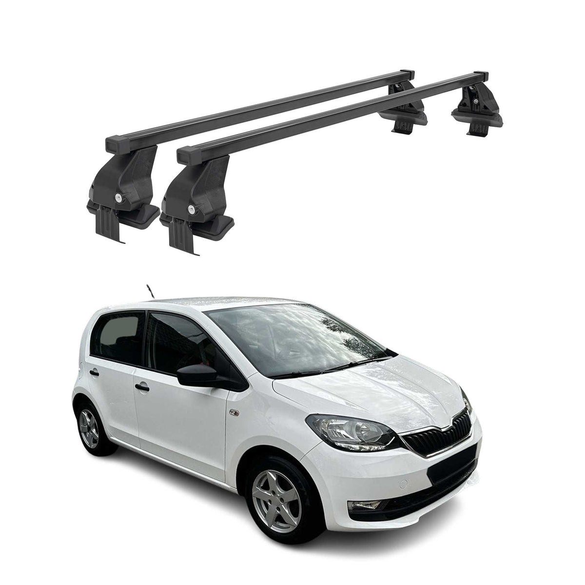 Menabo Dachträger Grundtäger für Skoda Citigo 2011-2019 5tür 50kg Stahl Schwarz