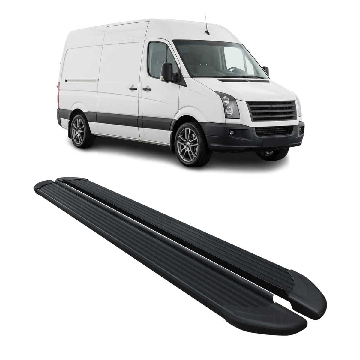 Seitenschweller Trittbretter Schweller für VW Crafter 2006-17 L2 L3 Alu Schwarz