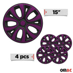 4x Radkappen Radzierblenden Radblenden 15" Zoll Stahlfelgen Lila Matt Schwarz