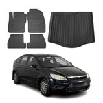 Fußmatten & Kofferraumwanne Set für Ford Focus mk2 2004-2011 Fünftürer Gummi 5x