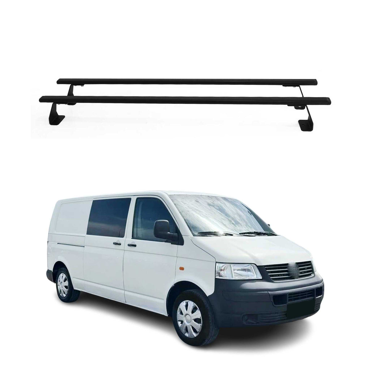 Dachträger für VW T5 T6 Transporter Multivan Caravelle 2003-24 Stahl Schwarz 2x