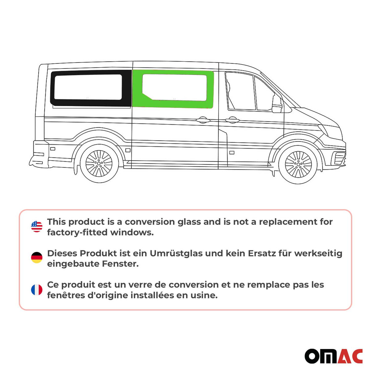 Seitenfenster Auto Fenster für VW Crafter 2017-2026 Schiebetür Rechts L2