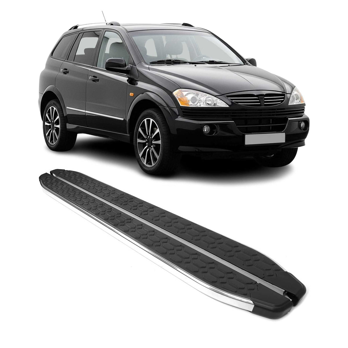 Trittbretter Seitenschweller für Ssangyong Kyron 2005-2021 Stahl Schwarz Grau