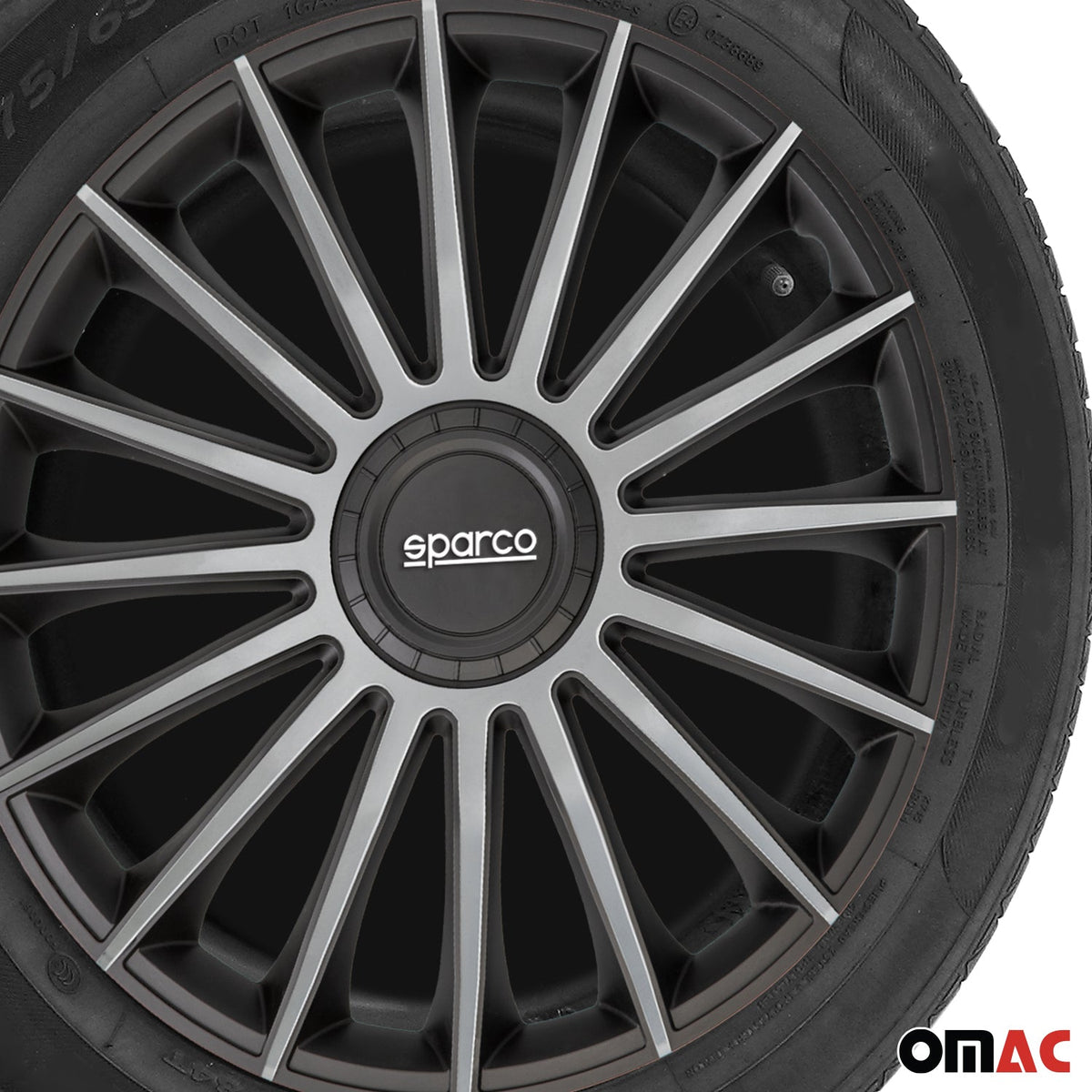Radkappen Radzierblenden Sparco Treviso 16" Zoll Abdeckung Set Schwarz Silber 4x
