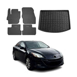 Fußmatten & Kofferraumwanne Set für Mazda 3 2008-2014 Schrägheck Gummi TPE 5x