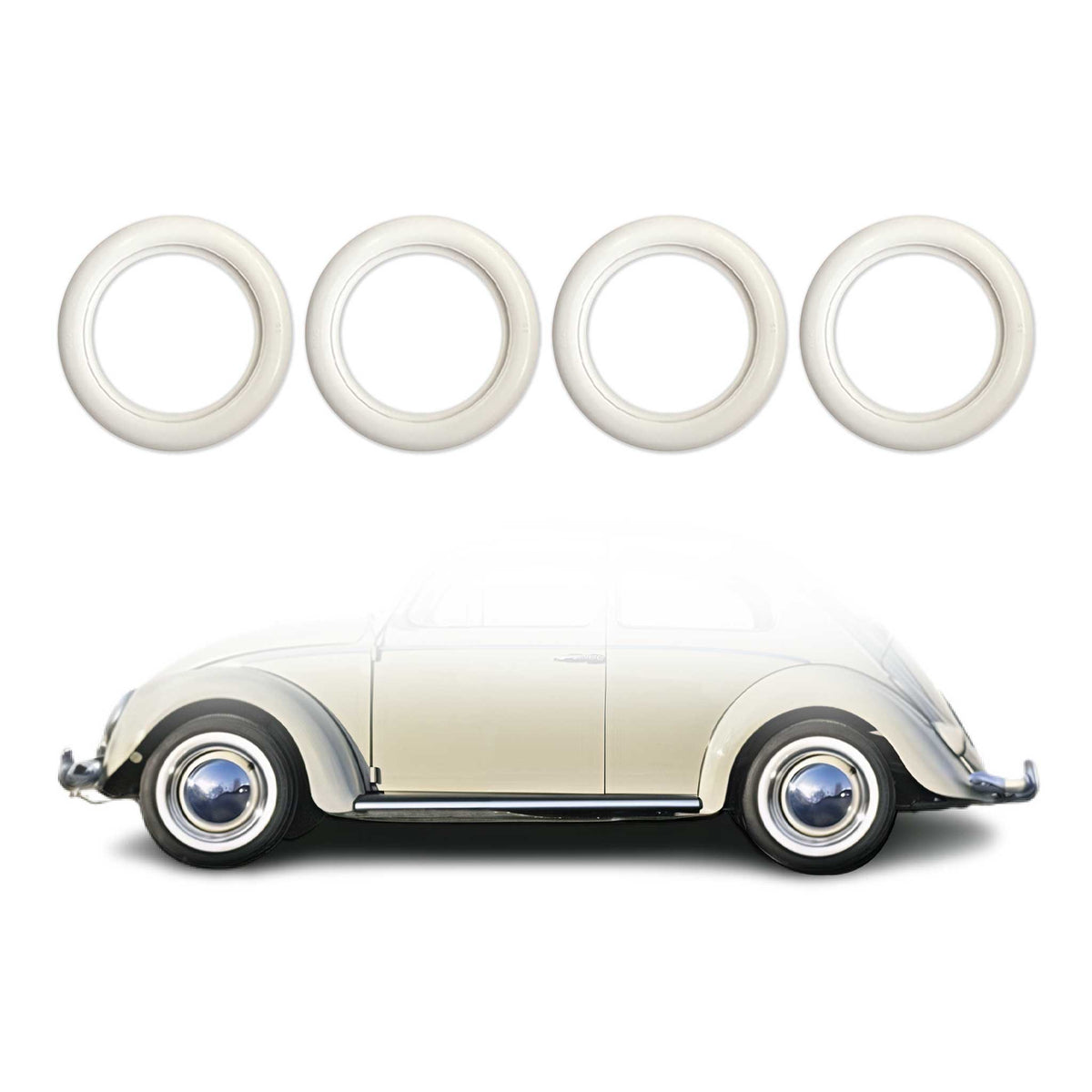 4x Weißwandringe Weißwandreifen 15 Zoll Weiß Echt Gummi Auto Tuning