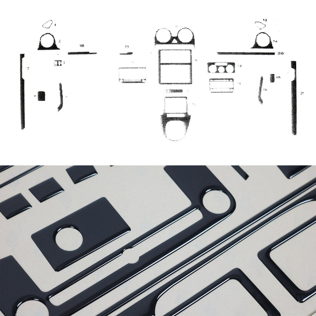 Innenraum Dekor Cockpit für VW Caddy 2003-2010 Piano Schwarz Optik 21tlg