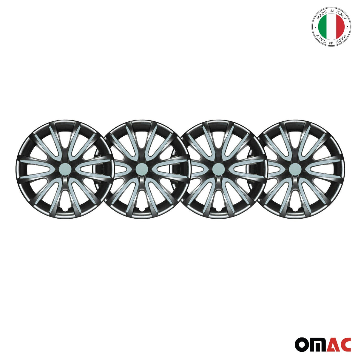 4x Radkappen Radzierblenden für 14" Zoll Stahlfelgen Schwarz Hell Blau