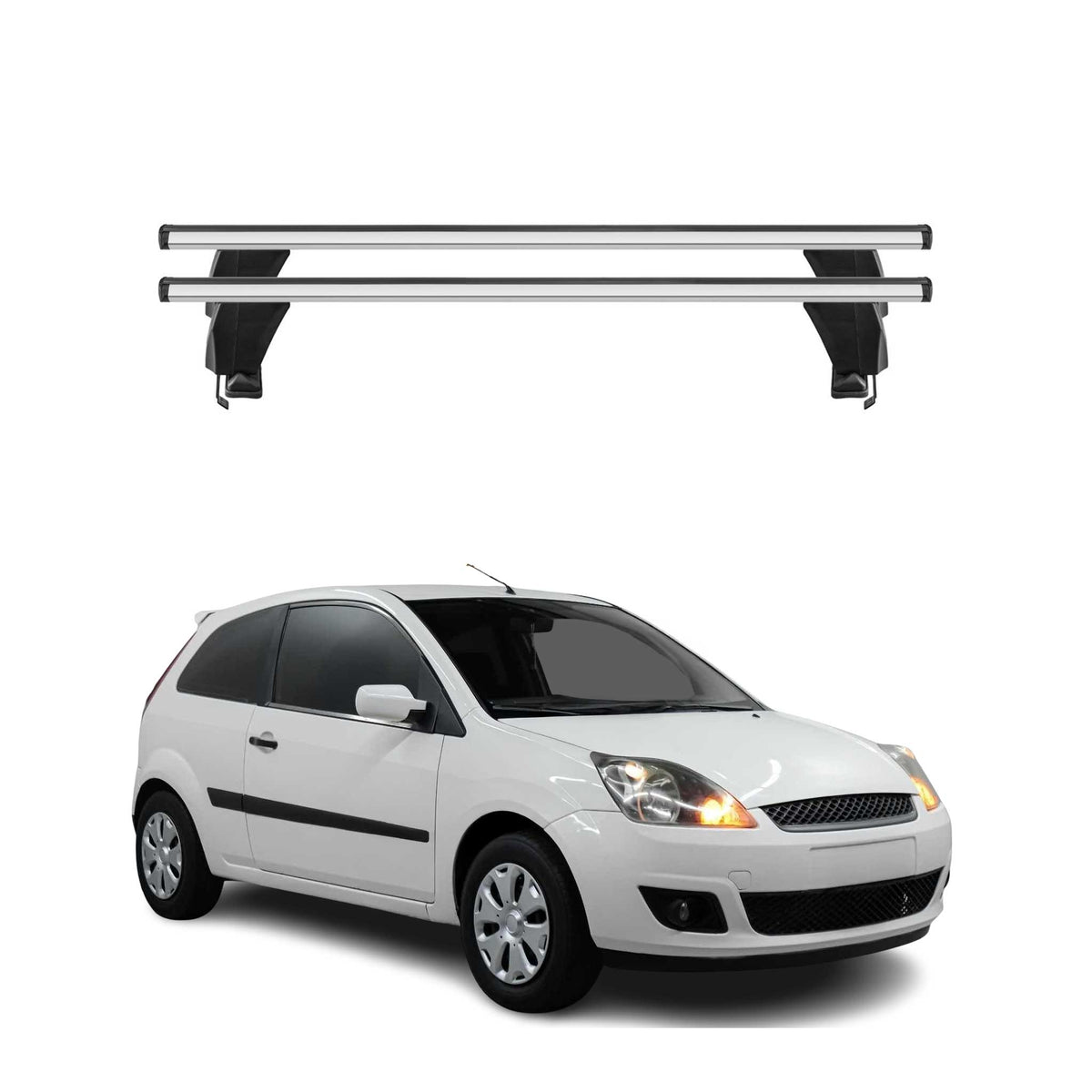 Menabo Dachträger Grundtäger für Ford Fiesta 2002-2008 3tür 50kg Alu Silber 2x