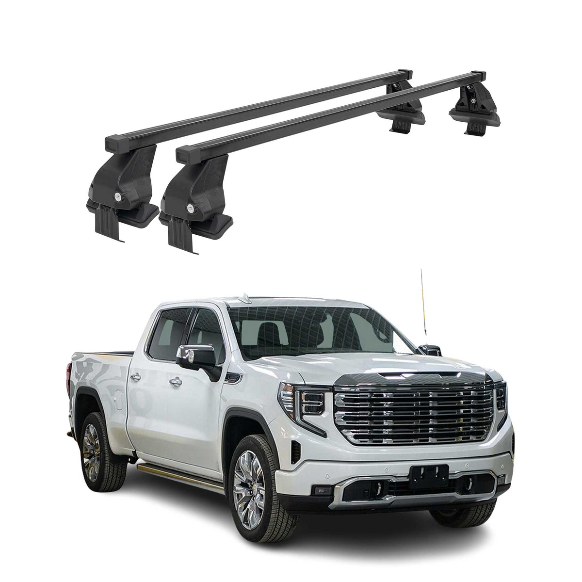 Menabo Dachträger Grundtäger für GMC Sierra Limo 2019-2024 50kg Stahl Schwarz 2x