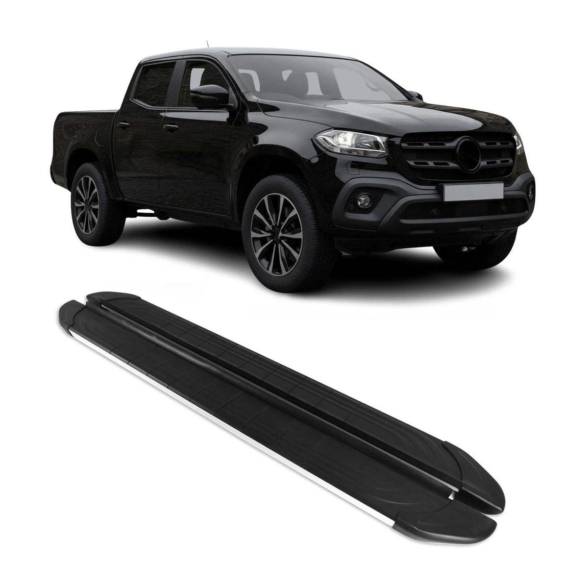 Trittbretter Seitenschutz für Mercedes X Klasse DoubleCab 2017-23 Alu Schwarz