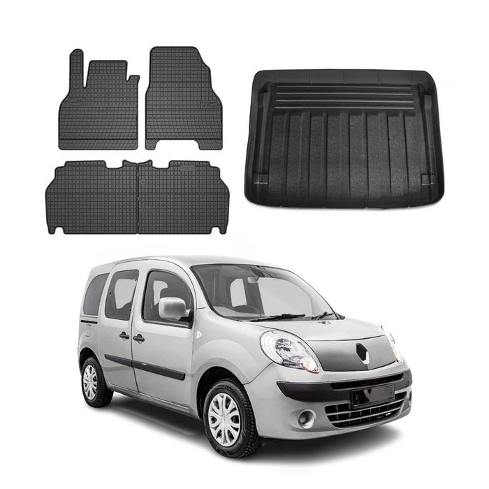 Fußmatten & Kofferraumwanne Set für Renault Kangoo Expression 2008-2010 Gummi 5x