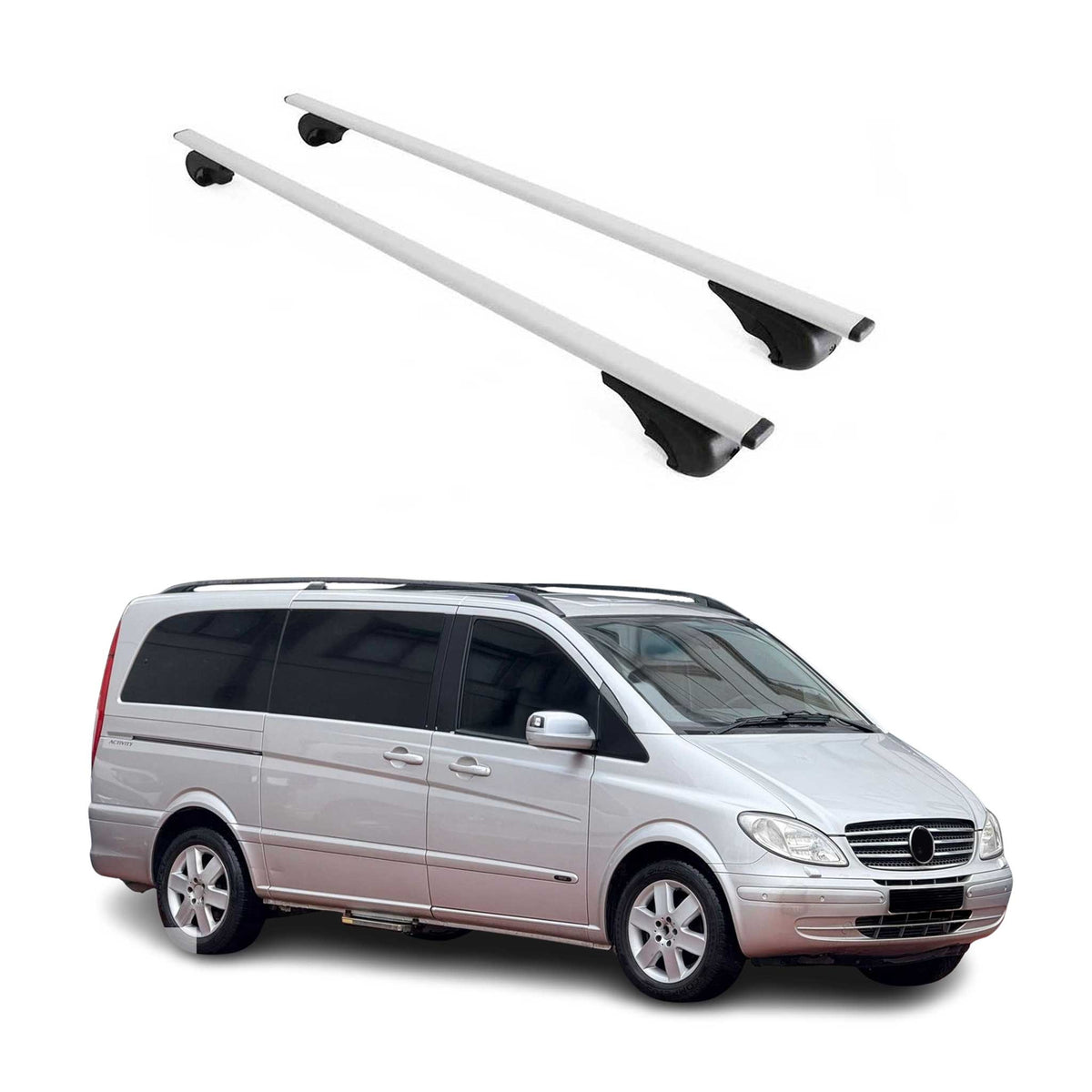 Dachträger Grundträger für Mercedes Viano W639 2003-2014 75kg Stahl Silber 2 tlg
