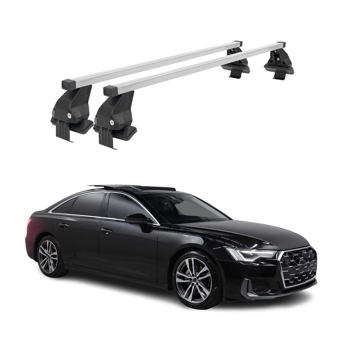 Menabo Dachträger Grundtäger für Audi A6 C8 Limo 2018-2025 50kg Stahl Silber 2x