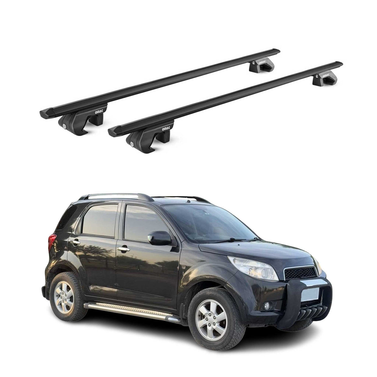 Dachträger für Daihatsu Terios II 2006-2017 5-Türer Alu Schwarz 2tlg 135 cm