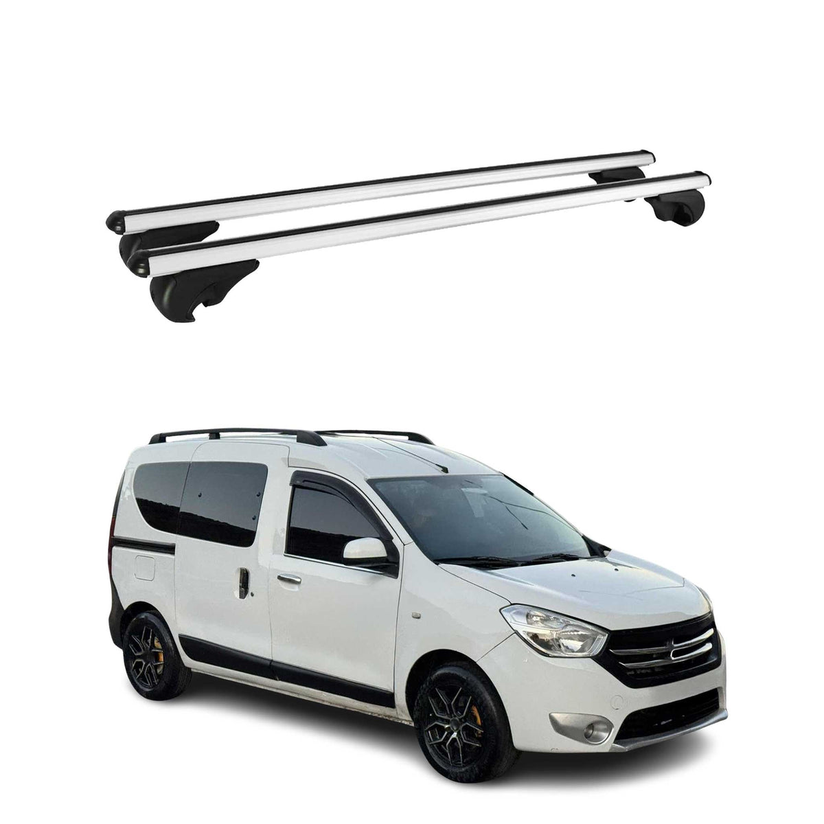 Dachträger Grundtäger für Dacia Dokker 2012-2021 75kg Alu Silber 2 tlg