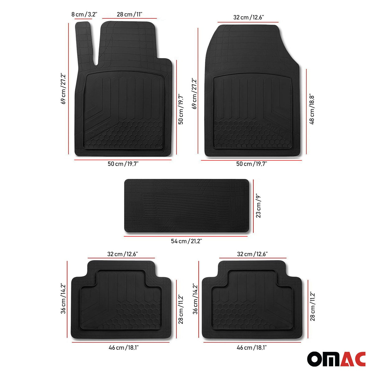 Fußmatten Gummimatten 3D Matte für VW Sharan Gummi Universal Schwarz 5tlg