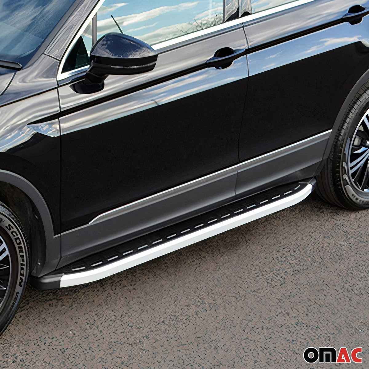 Schweller Seitenbretter Trittbretter für Hyundai Santa Fe 2000-2006 Alu Schwarz